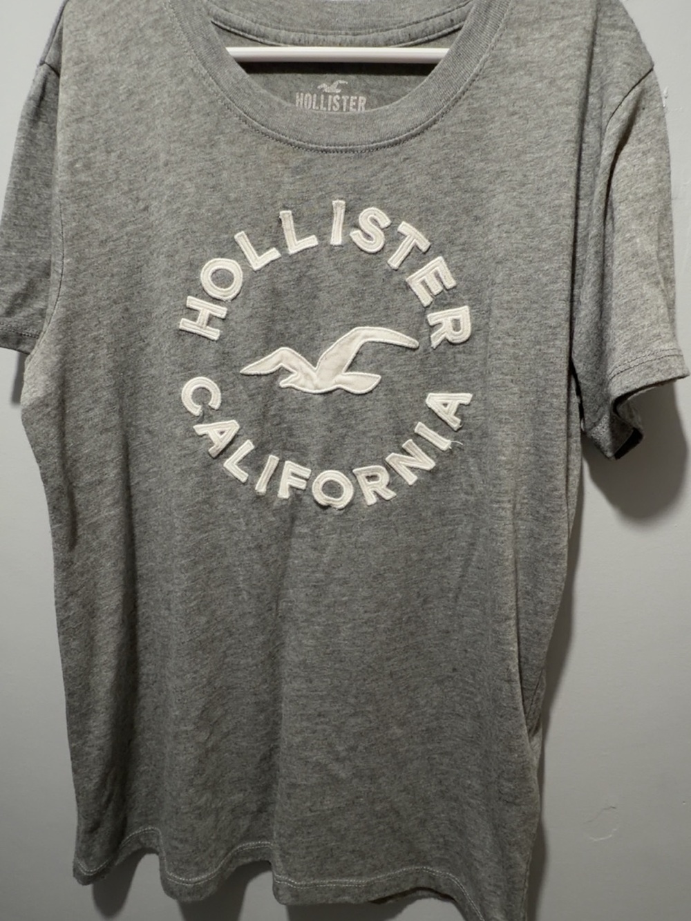 Hollister Gray Tee with White Embroidered Logo